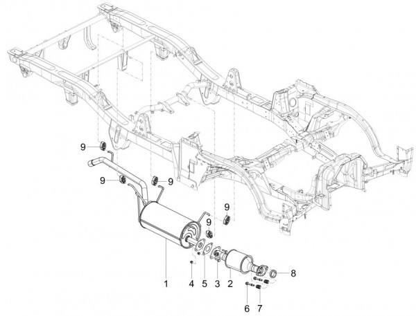 Motor Auspuff - Porter Multitech 1300ccm 4T LC 2016- ZAPS90TGW