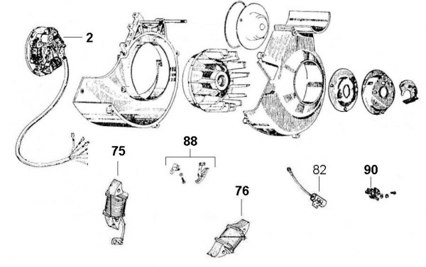 Motor Lichtmaschine - Vespa Commercial 175ccm 2T AC 1967-1974 AD2T
