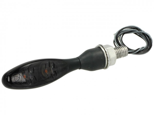 Kellermann LED Blinker, schwarzes Glas, Micro 1000 Dark, vorne + hinten, Stahl, 12 V, schwarz, seide