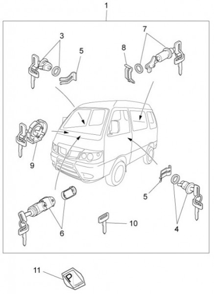 Elektrische Anlage Schloßsatz - Porter Multitech 1300ccm 4T LC 2014- ZAPS90VJ