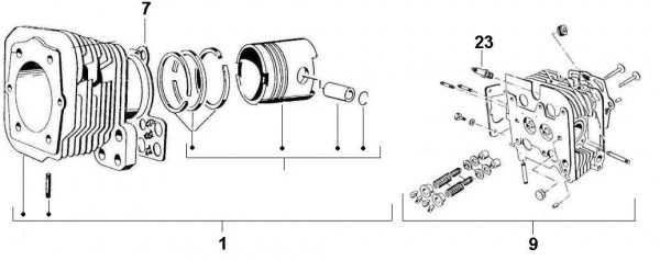 Motor Zylinder - Ape 220ccm 2T AC 1978-1983 MPM2T