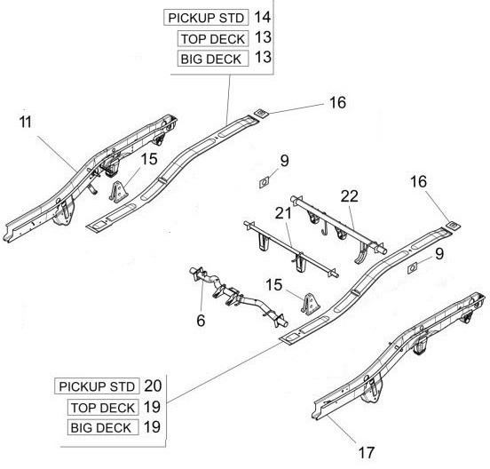 Fahrgestell Rahmen hinten - Porter Multitech 1300ccm 4T LC 2016- ZAPS90PGW