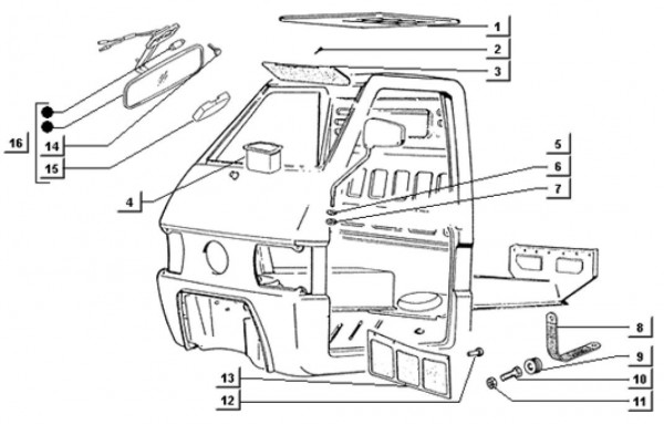Fahrgestell Bauteile Fahrerkabine - Ape TM 703 Diesel mit Lenker 422ccm 4T AC 1997-2004 ATD2T