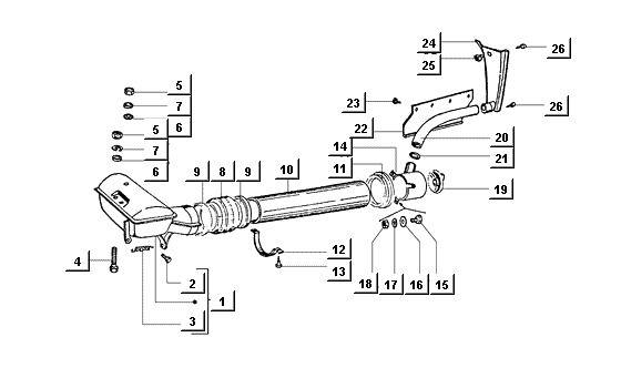 Fahrgestell Warmluftzuleitung - Ape Mix 50ccm 2T AC 1998-2008 ZAPC80000