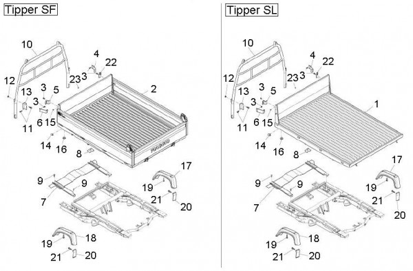 Fahrgestell Ladefläche offen Kipper - Porter D120 Diesel 1300ccm 4T LC 2011- ZAPS90TK