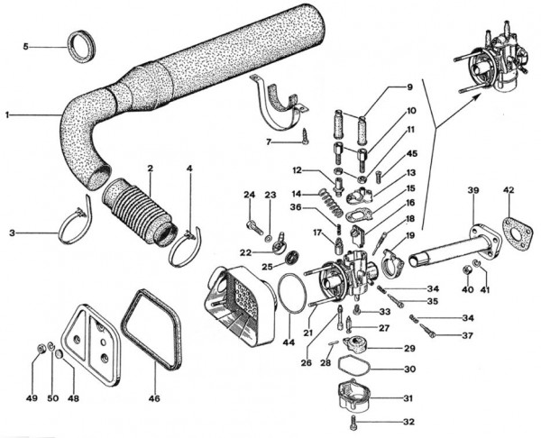 Motor Vergaser - Ape 50ccm 2T AC 1980- TL3T