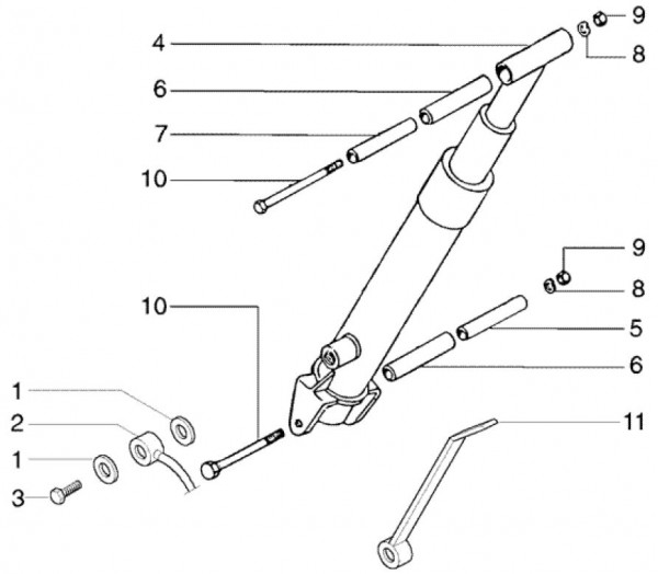 Fahrgestell hydraulische Kippeinrichtung - Ape TM 703 Diesel mit Lenker 422ccm 4T AC 2005-2010 ZAPT1