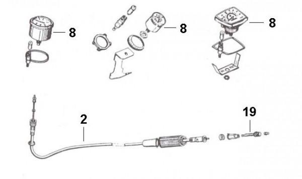 Lenker Tachometer - Ape 220ccm 2T AC 1978-1983 MPM2T