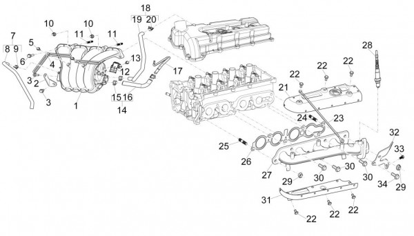 Motor Stutzen Einlass - Auslass - Porter Multitech 1300ccm 4T LC 2017- ZAPS90PGW