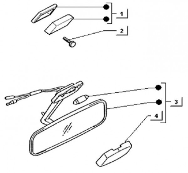 Fahrgestell Rückspiegel - Ape TM 703 mit Lenkrad 220ccm 2T AC 2000-2007 ATM3T