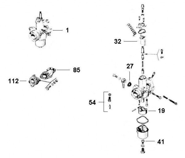 Motor Vergaser - Ape TM 220ccm 2T AC 1982-1983 ATM1T