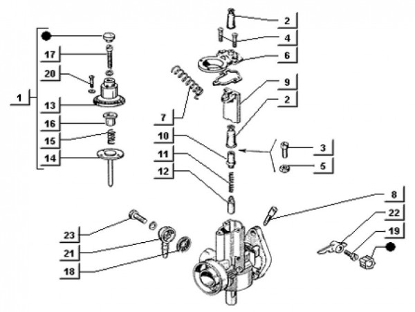 Motor Vergaserkomponenten - Ape TM 703 mit Lenker 218ccm 2T AC 1997-1999 ATM2 00001001