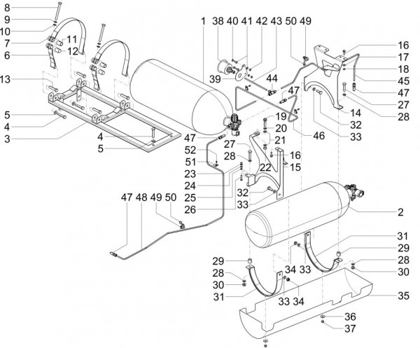 Fahrgestell Benzintank Methan - Porter Multitech 1300ccm 4T LC 2017-