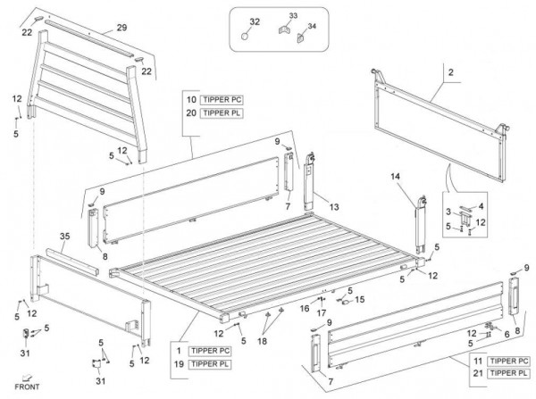 Fahrgestell Ladefläche Kipper - Porter Maxxi Multitech 1300ccm 4T LC 2013- ZAPS90AJ
