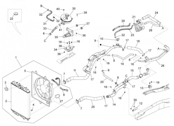 Fahrgestell Kühlanlage - Porter D120 Diesel 1300ccm 4T LC 2013- ZAPS90CK