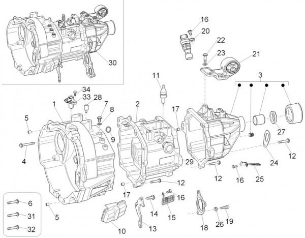 Motor Getriebegehäuse - Porter D120 Diesel 1300ccm 4T LC 2014- ZAPS90CK
