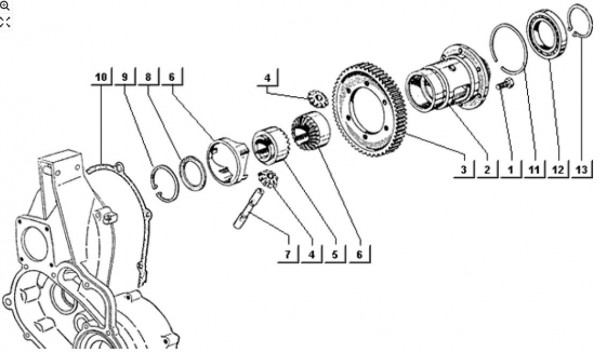 Motor Differential - Ape TM 703 mit Lenkrad 220ccm 2T AC 2000-2007 ATM3T