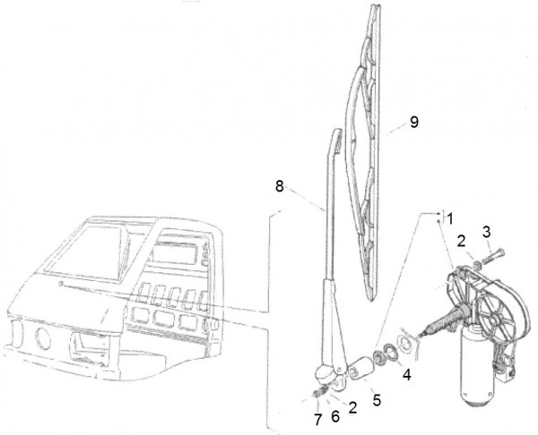 Elektrische Anlage Scheibenwischer II - Ape TM 703 Diesel mit Lenker 422ccm 4T AC 1997-2004 ATD2T