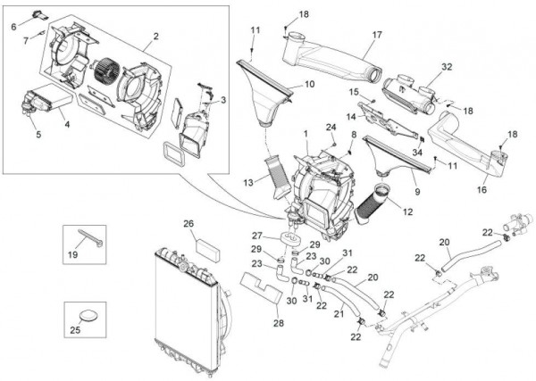 Fahrgestell Heizung - Porter Maxxi Multitech 1300ccm 4T LC 2011- ZAPS90RJ