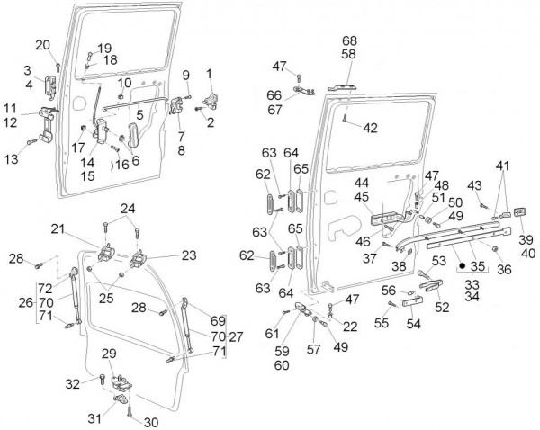 Fahrgestell Türbauteile hinten - Porter D120 Diesel 1300ccm 4T LC 2015- ZAPS90VK