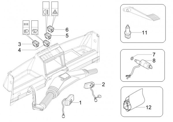 Elektrische Anlage Schalter - Ape TM 703 mit Lenker 220ccm 2T AC 2008-2016 ZAPT10000