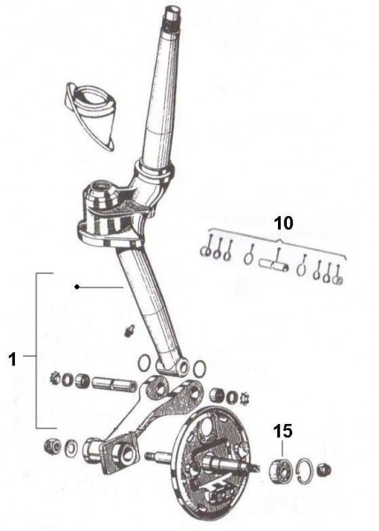 Radaufhängung Steuerrohr - Ape 220ccm 2T AC 1978- MPV2T