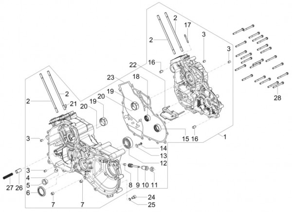 Motor Kurbelgehäuse - Calessino 200ccm 4T 3V AC 2016- ZAPT42PMC