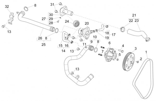 Motor Wasserpumpe - Porter Maxxi Multitech 1300ccm 4T LC 2015-