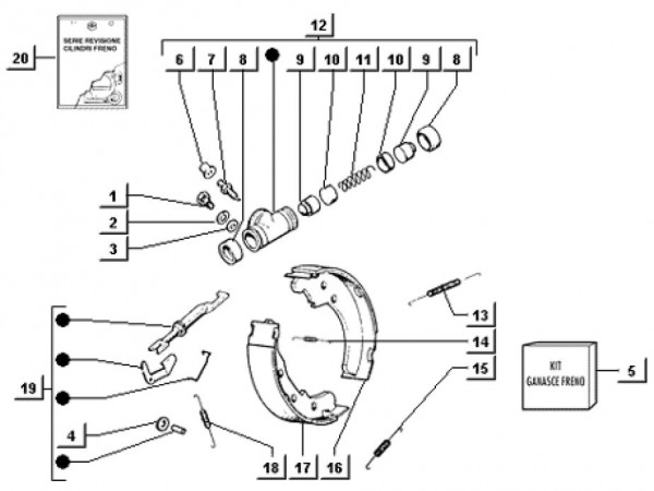 Radaufhängung Radbremszylinder vorn - Ape TM 703 Diesel mit Lenker 422ccm 4T AC 2000-2004 ZAPT10000