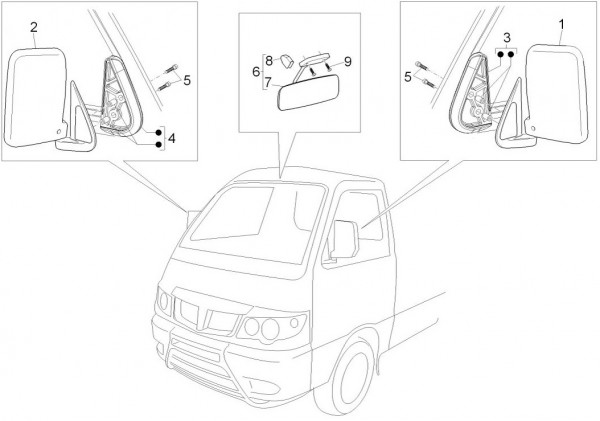 Lenker Rückspiegel - Porter D120 Diesel 1300ccm 4T LC 2011- ZAPS90PK