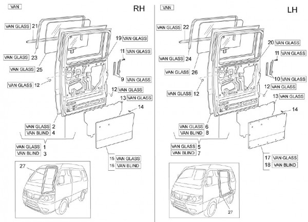Fahrgestell Türen hinten - Porter Multitech 1300ccm 4T LC 2010- ZAPS90CJ
