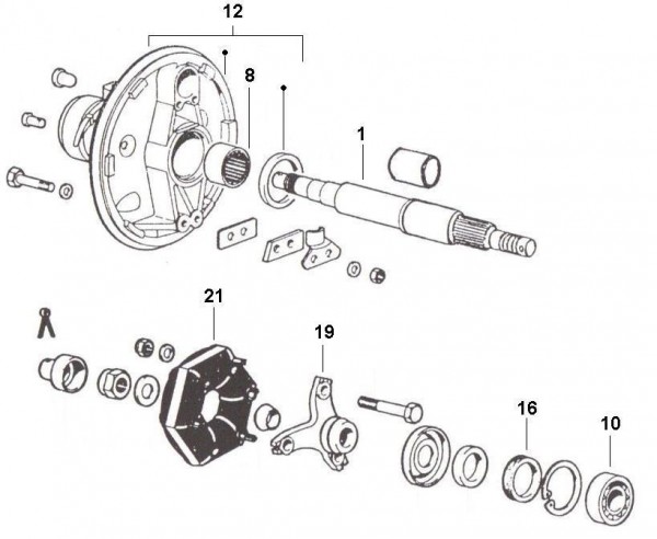 Radaufhängung Hinterachsantrieb - Ape Car 422ccm 4T AC 1988- AFD3T