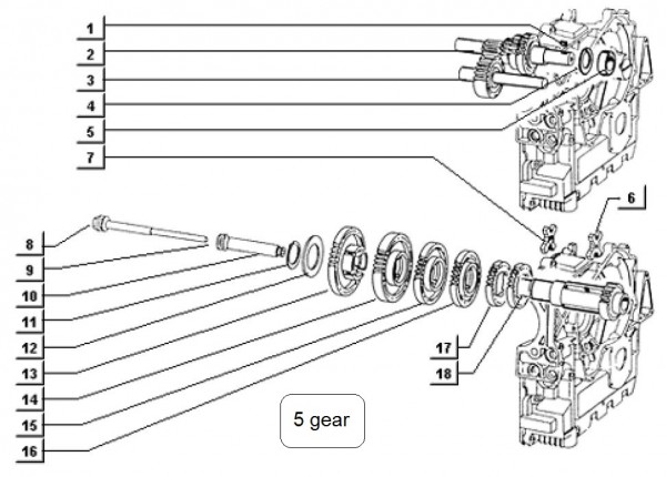 Motor Schaltgetriebe II - Ape TM 703 Diesel mit Lenkrad 422ccm 4T AC 1997-2004 ZAPT10000