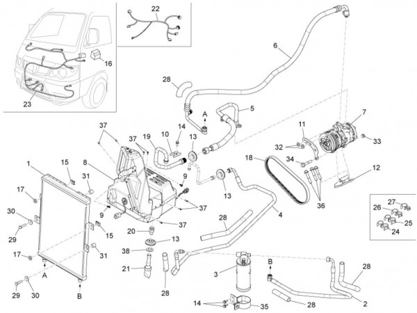 Fahrgestell Klimaanlage - Porter Maxxi Multitech 1300ccm 4T LC 2011- ZAPS90RJ
