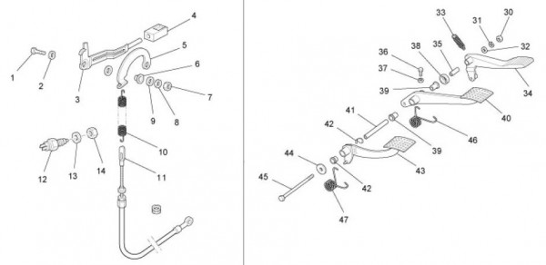 Bowdenzüge Pedale - Ape TM 703 mit Lenkrad 220ccm 2T AC 2008-2016 ZAPT10000