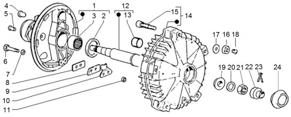 Radaufhängung Bremstrommel hinten - Ape TM 703 mit Lenker 218ccm 2T AC 1997-1999 ATM2 00001001