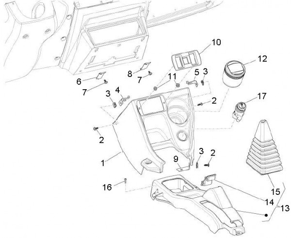 Lenker Mittelkonsole - Porter D120 Diesel 1300ccm 4T LC 2011- ZAPS90TK