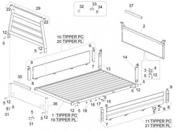 Fahrgestell Ladefläche offen - Porter Maxxi Multitech 1300ccm 4T LC 2017-