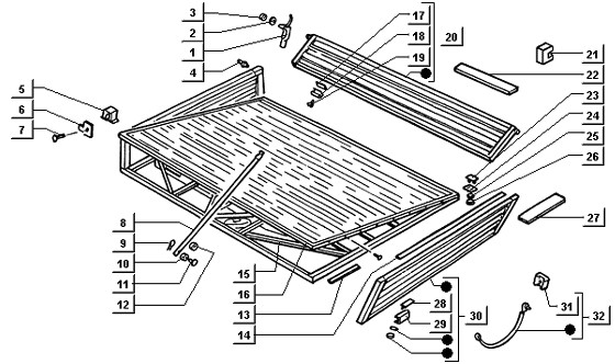 Fahrgestell Ladefläche, seitlich kippbar - Ape TM 422ccm 4T AC 1997-2004 ZAPT1000000001001