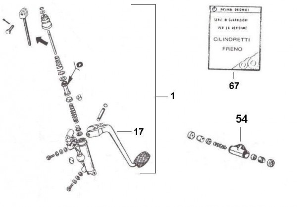 Bowdenzüge Fußbremspedal - Vespa Commercial 175ccm 2T AC 1967-1974 AD2T