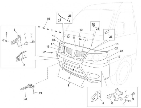 Fahrgestell Verkleidungen vorn - Porter Multitech 1300ccm 4T LC 2014- ZAPS90VJ