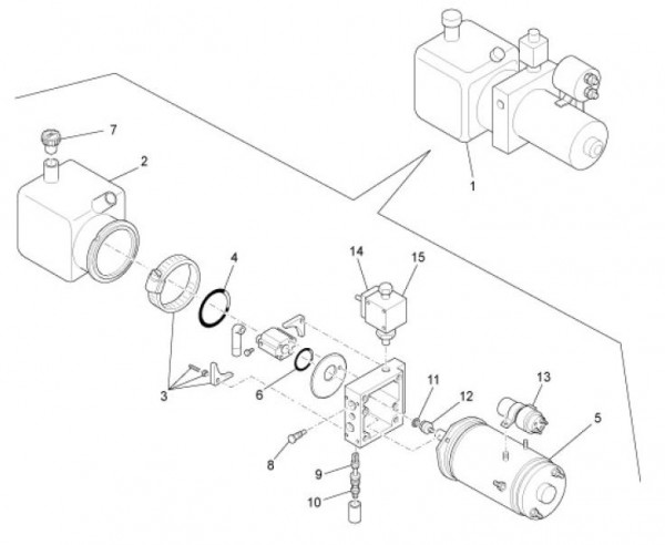 Fahrgestell Pumpe für Kippsystem - Ape TM 703 mit Lenker 220ccm 2T AC 2008-2016 ZAPT10000