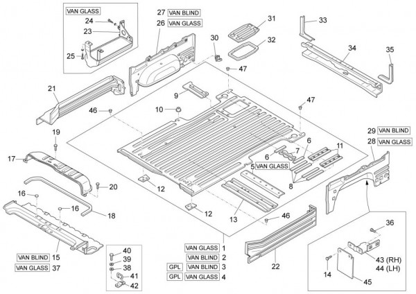Fahrgestell Bodenpaneel hinten - Porter Multitech 1300ccm 4T LC 2017-