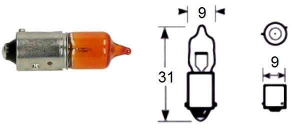 Ring Leuchtmittel, Glühlampe, Halogen, 1-er Karton, 12 V, 6 W, BAZ9s, orange