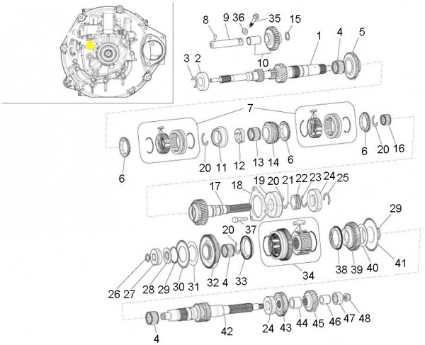 Motor Schaltgetriebe - Porter D120 Diesel 1300ccm 4T LC 2011- ZAPS90CK