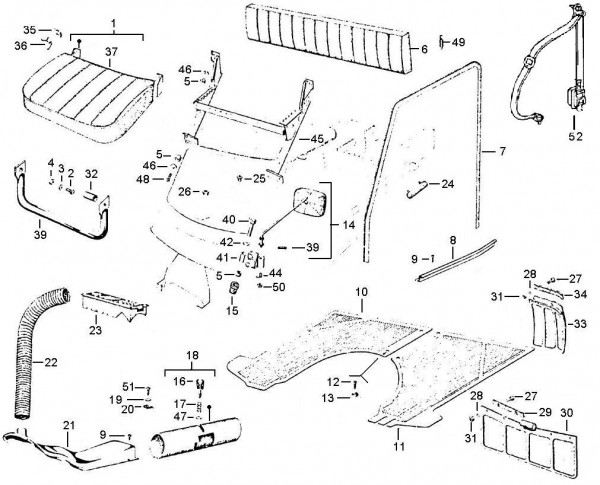 Fahrgestell Sitz - Vespa Car 200ccm 2T AC 1983- AF3T
