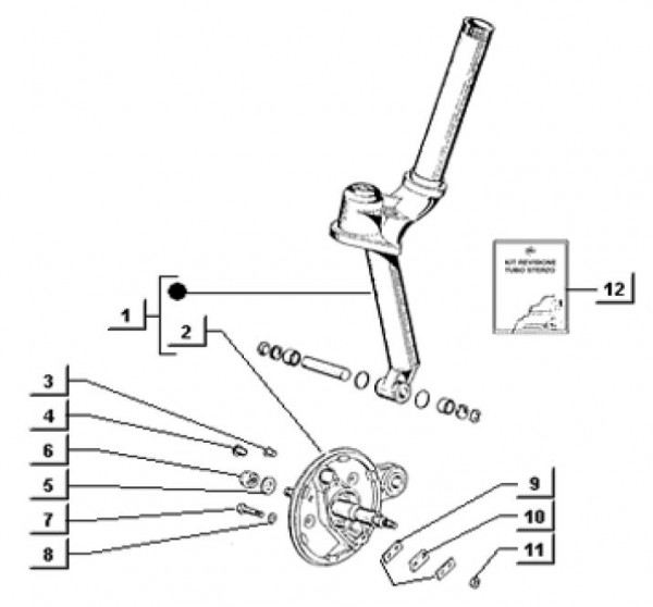 Radaufhängung Vorderradgabel - Ape TM 703 mit Lenkrad 220ccm 2T AC 2000-2007 ATM3T