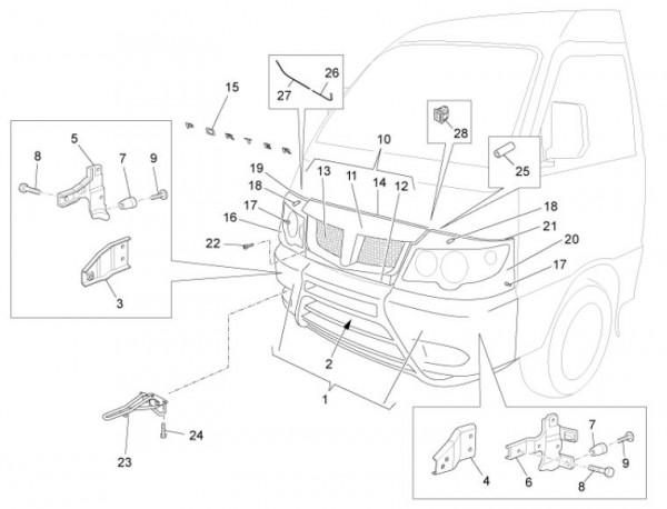 Fahrgestell Verkleidungen vorn - Porter D120 Diesel 1300ccm 4T LC 2013- ZAPS90CK