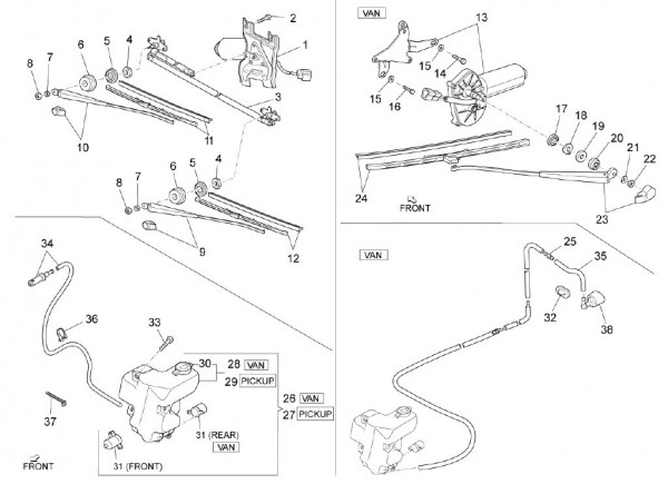 Elektrische Anlage Scheibenwischer - Porter Multitech 1300ccm 4T LC 2010- ZAPS90TJ