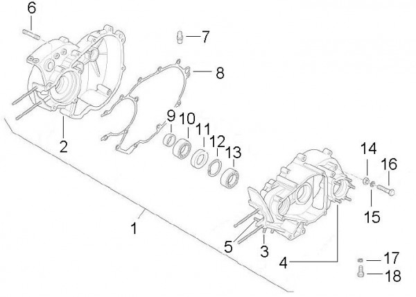 Motor Kurbelgehäuse - Ape Mix 50ccm 2T AC 2009- ZAPC80000